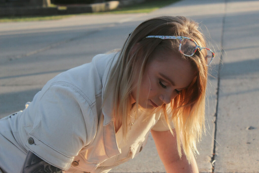 Girl doing Chalk art